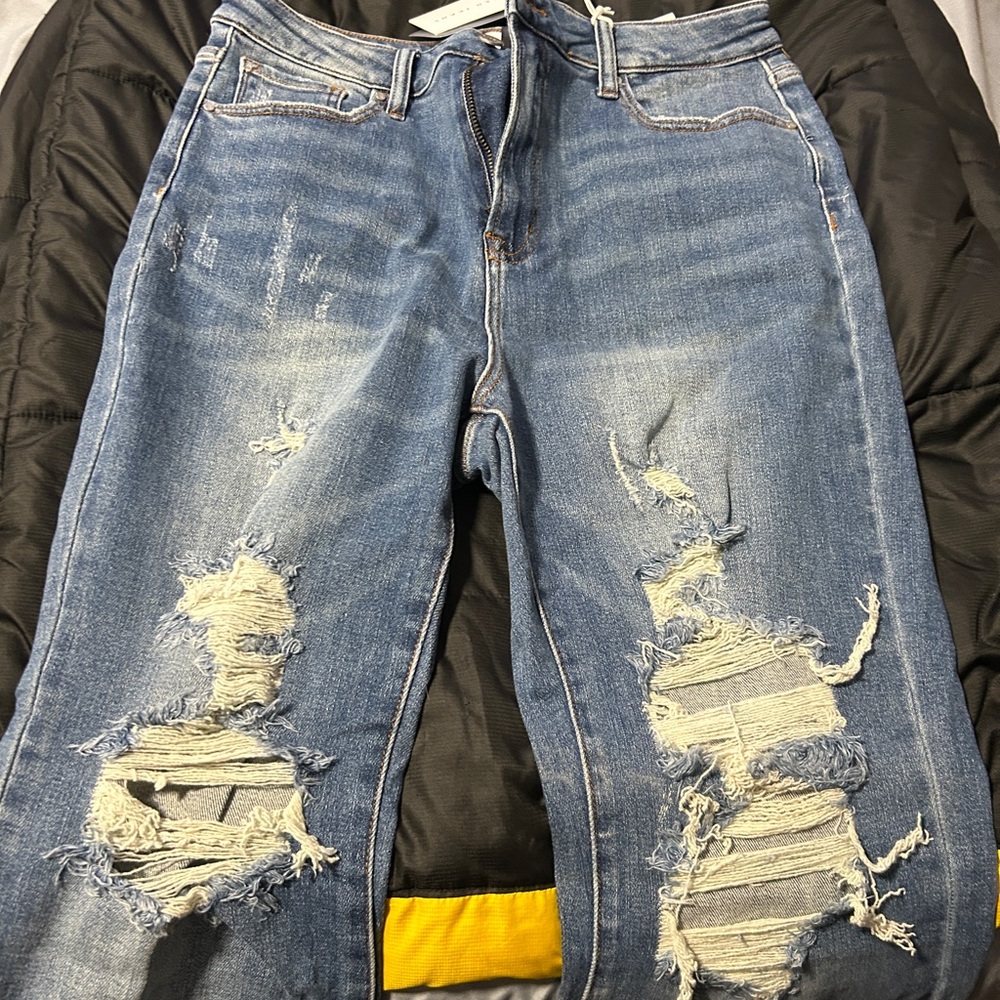 Distressed Blue Jeans